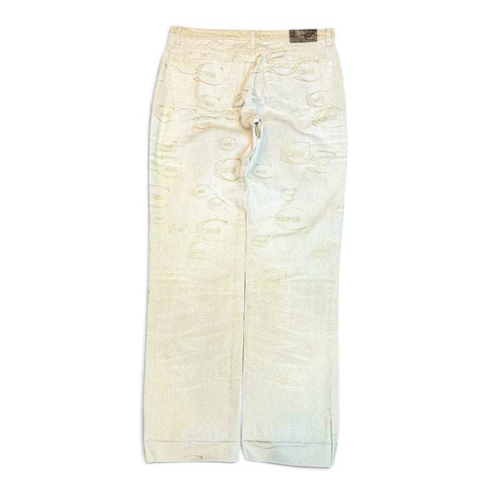 Vintage Cavalli Sand Brown Monogram Denim Trousers (32')