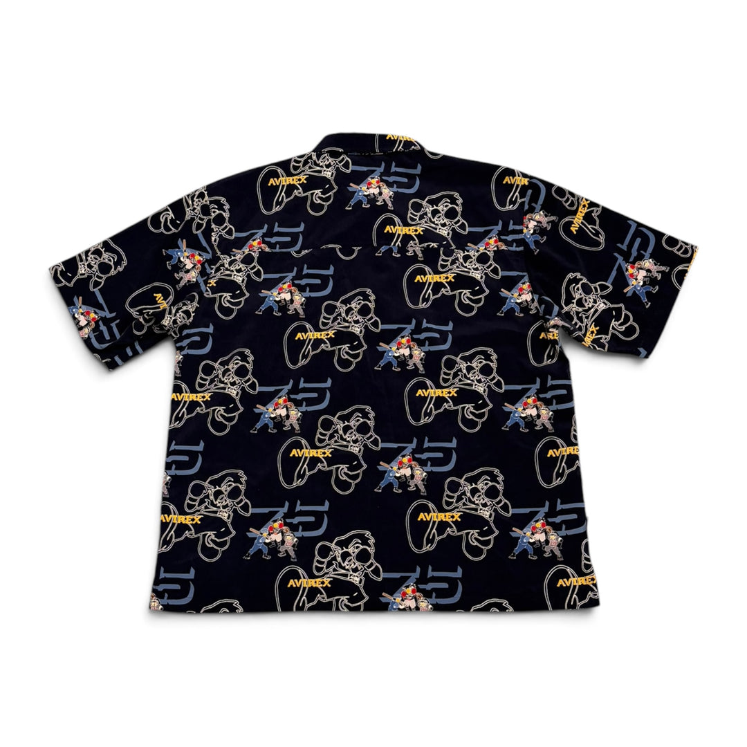 Vintage Avirex Navy American Sports Cartoon Patterned Shirt (XL)