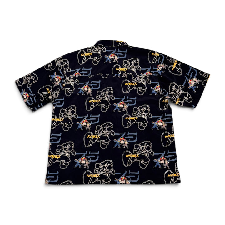 Vintage Avirex Navy American Sports Cartoon Patterned Shirt (XL)