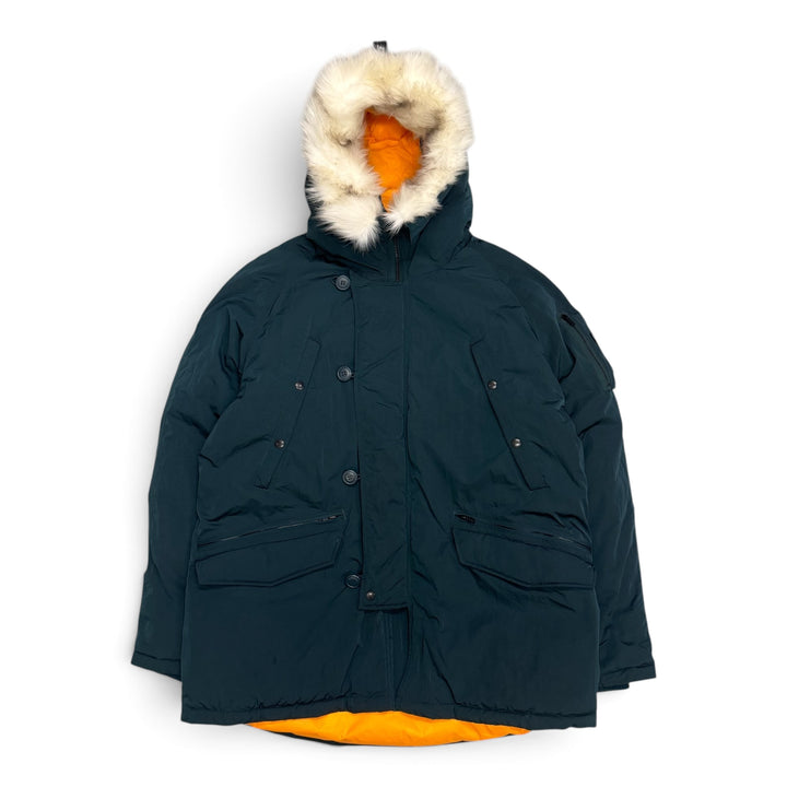 Palace P-3B Dark Green Puffer Parka Fur Hood Jacket (XL)