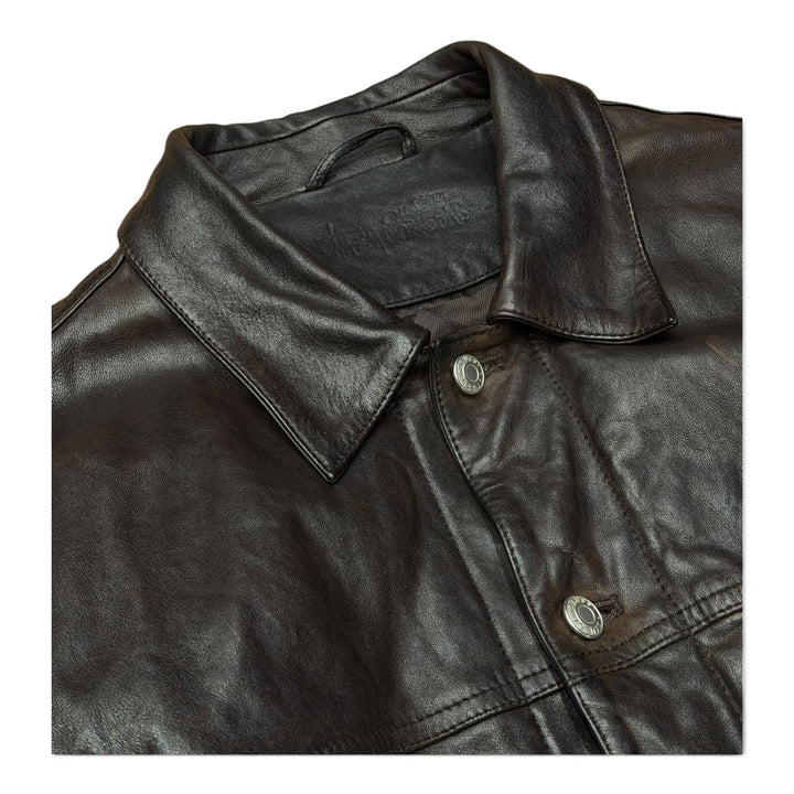 Study Trucker Dark Brown Leather Jacket (M)