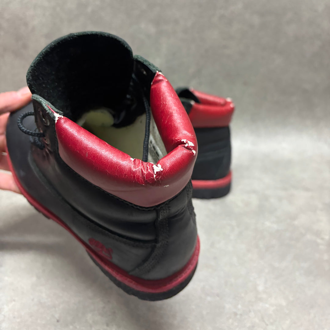 Vintage Timberland Black & Red Leather Boots (UK6)