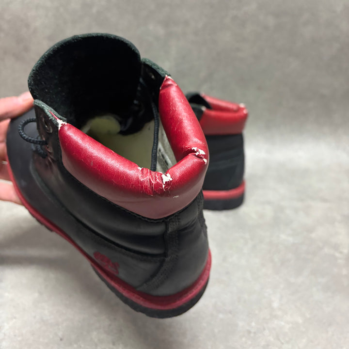 Vintage Timberland Black & Red Leather Boots (UK6)