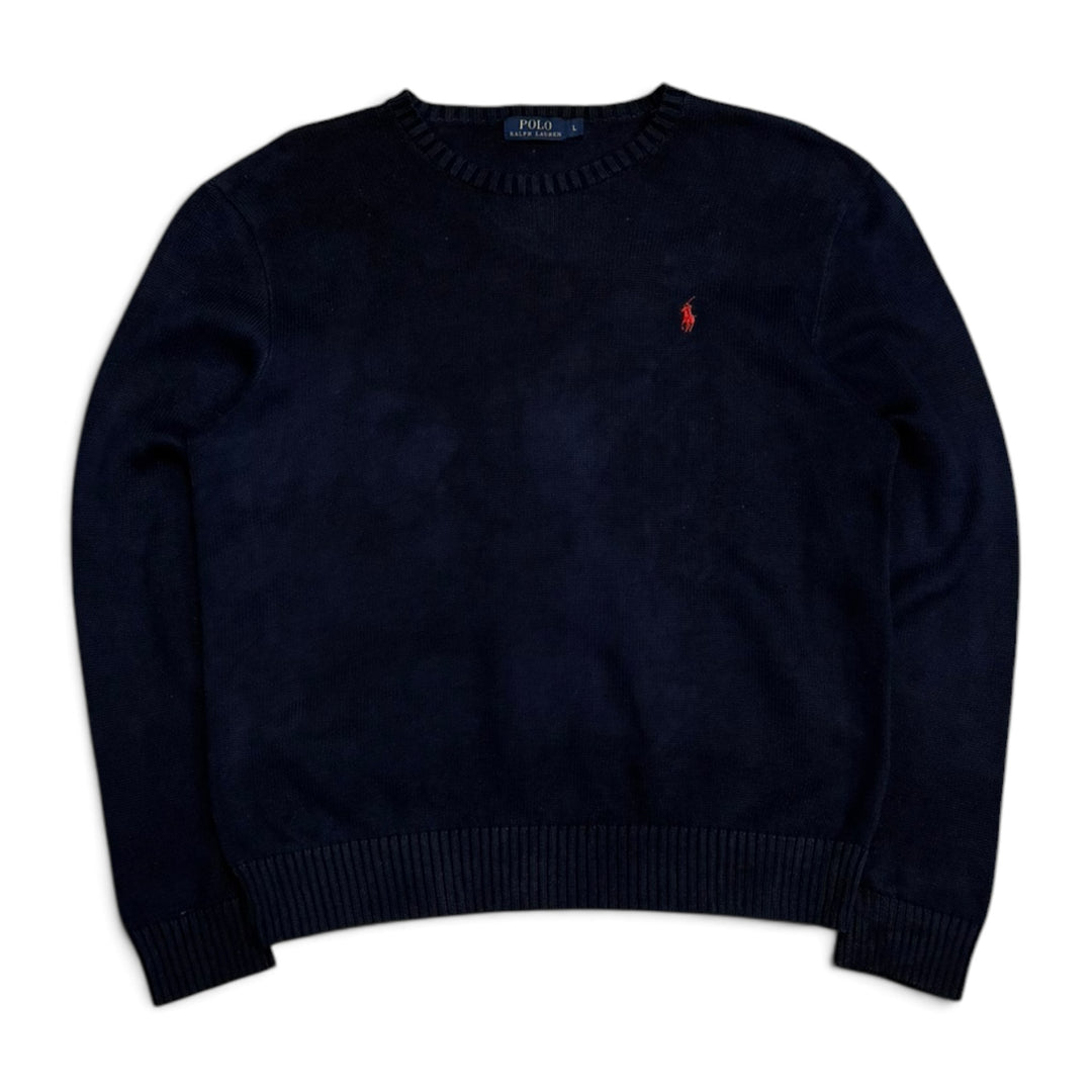Vintage Polo Ralph Lauren Crew Neck Knitted Jumper Navy (L)