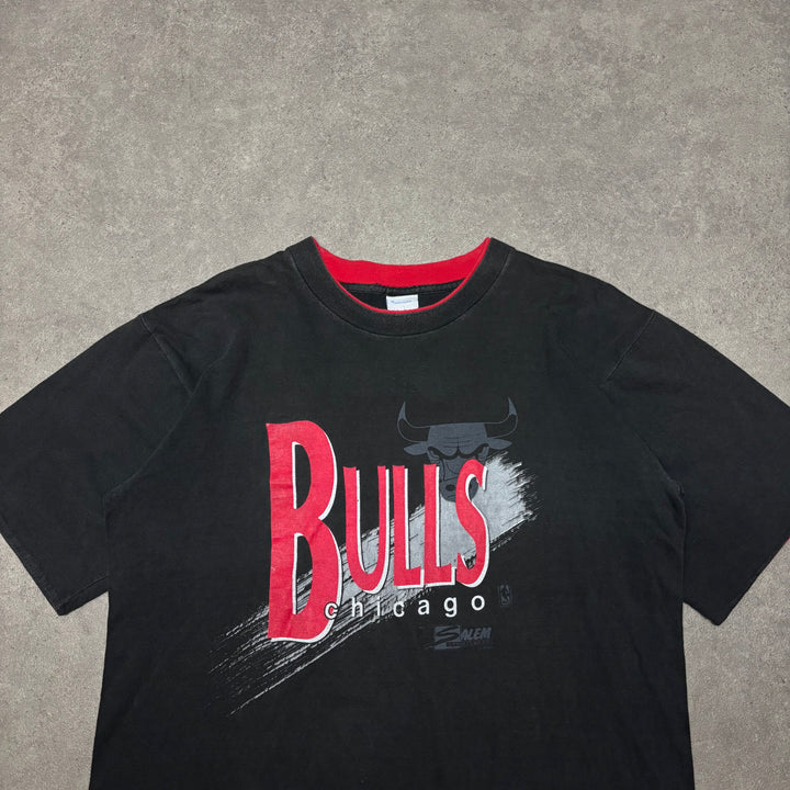 90's Vintage Chicago Bulls Black Graphic T-Shirt (XL)