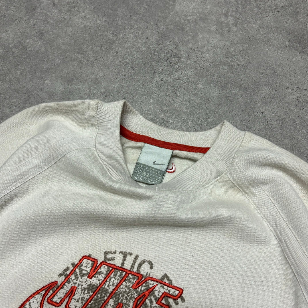 00's Vintage Nike Cream Spell Out Sweatshirt (Women's S)