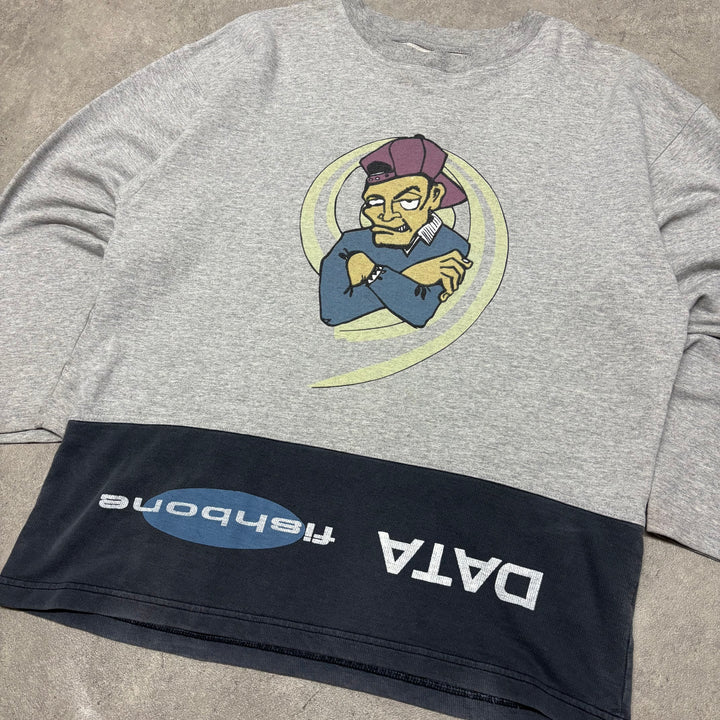 90's Vintage Fish Bone Grey Graphic Sweatshirt (L)