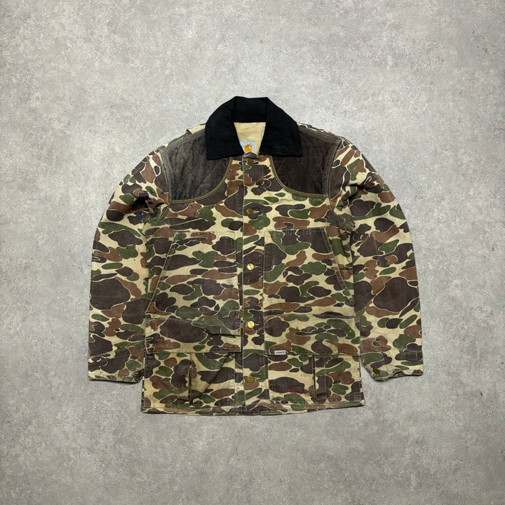 80's Vintage Carhartt Duck Camo Collared Workman Jacket (S)