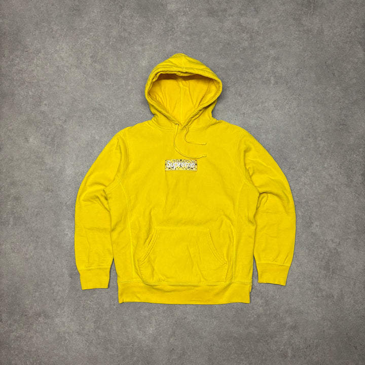 2019 Supreme Yellow Bandana Box Logo Pullover Hoodie (M)