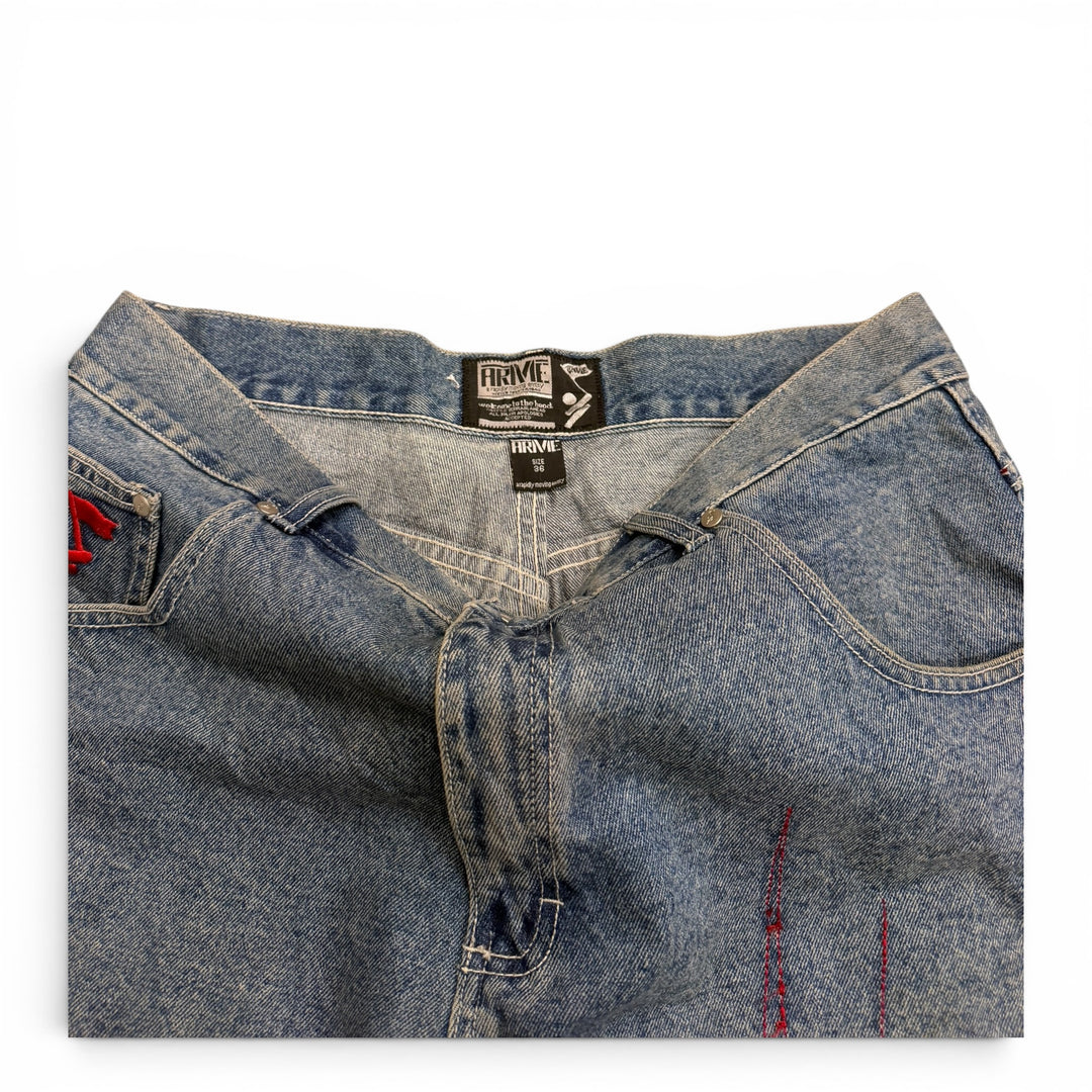 Vintage 90's Arivie Baggy Denim Shorts Blue (36")