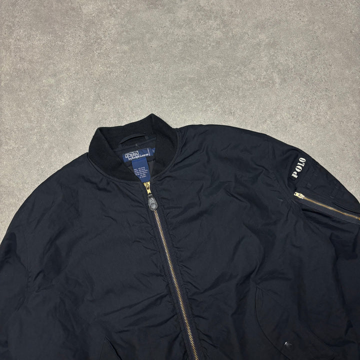 Vintage Polo Ralph Lauren Black Bomber Jacket (L)