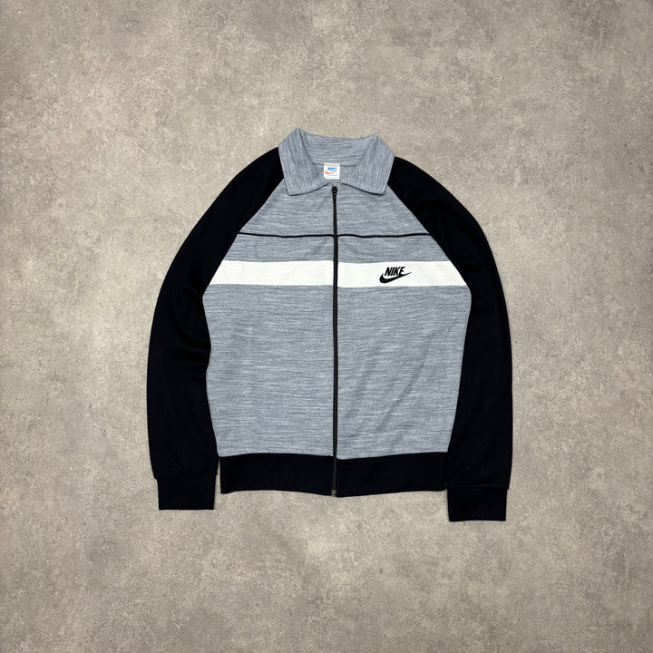 Late 70's Nike Made In Uk Grey Full Zip Collared Sweatshirt (M)