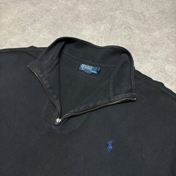 Vintage Polo Ralph Lauren Black Quarter Zip Jumper (XXL)