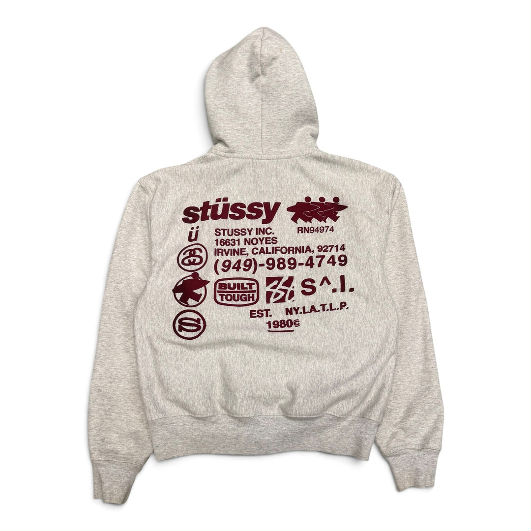 Stüssy Grey Heavyweight Zip Up Hoodie (S)