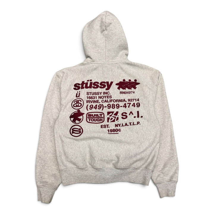 Stüssy Grey Heavyweight Zip Up Hoodie (S)