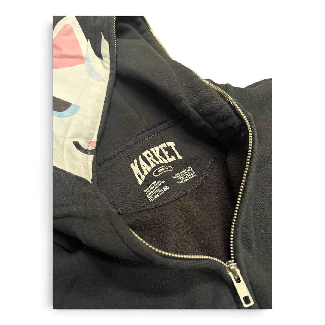 Market Kitten Black Full Zip Hoodie (M)