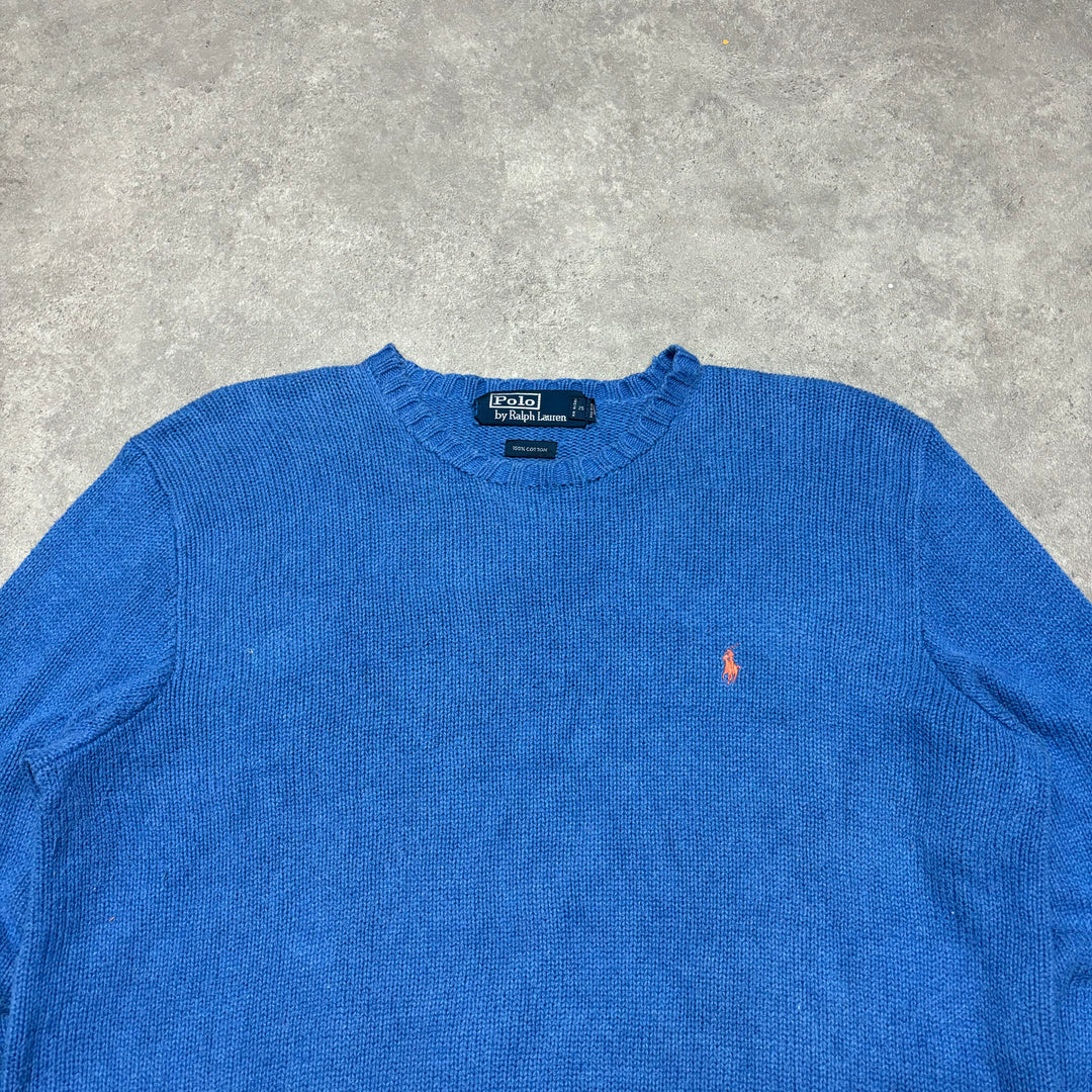 Vintage Polo Ralph Lauren Blue Heavy Knitted Jumper (M)