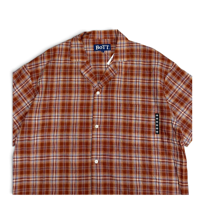 Bott checkered burnt orange short sleeve shirt (L)