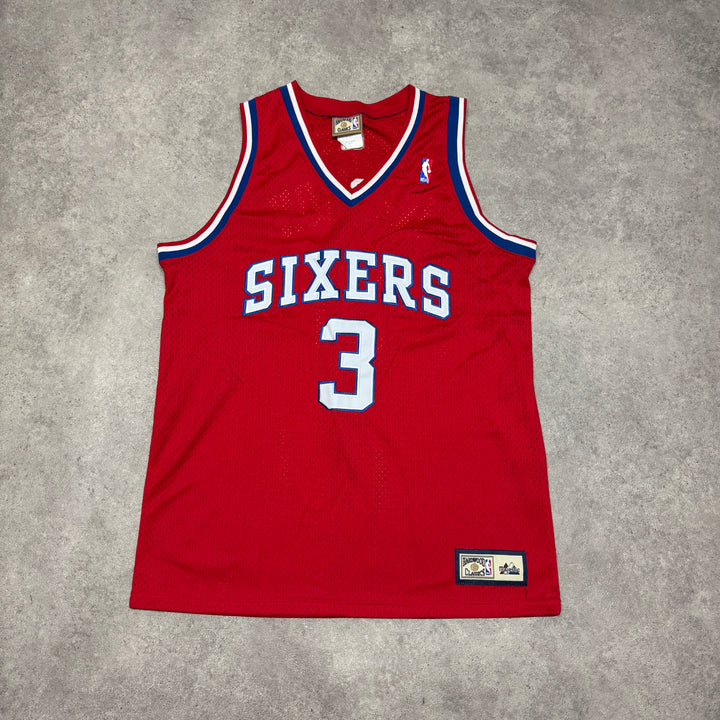 90's Vintage Hardwood Classics 76ers Iverson Red Basketball Jersey (L)