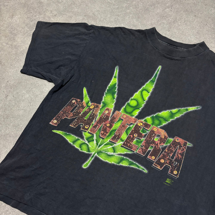 1994 Vintage Pantera Cannabis Black Graphic T-Shirt (XL)