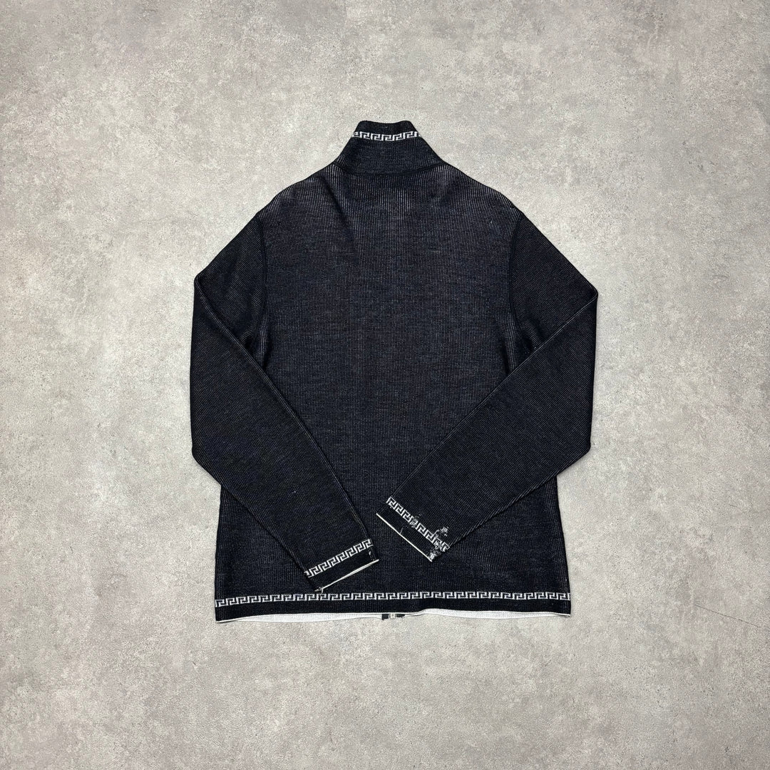 Vintage Versace Black Full Zip Up Jumper (L)