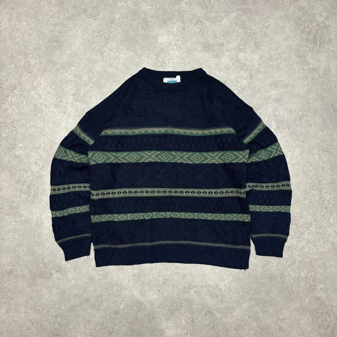 Vintage The Knitwear Collection Stripy Knitted Sweater (L)