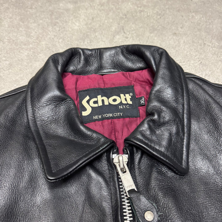 Vintage Schott NYC Black Leather Jacket (XL)