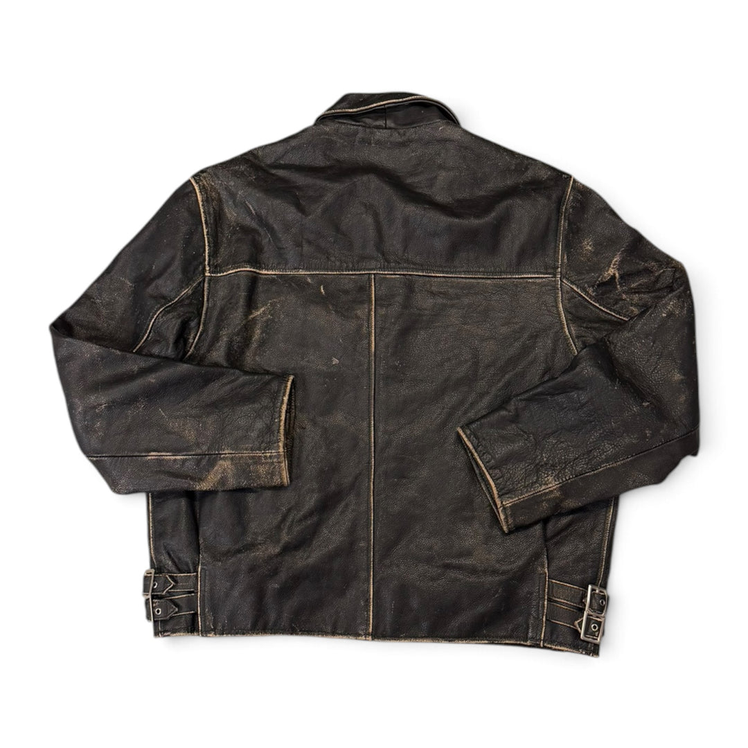 Vintage Leather Jacket Faded Black (M)