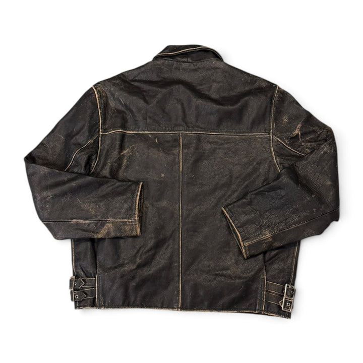 Vintage Leather Jacket Faded Black (M)
