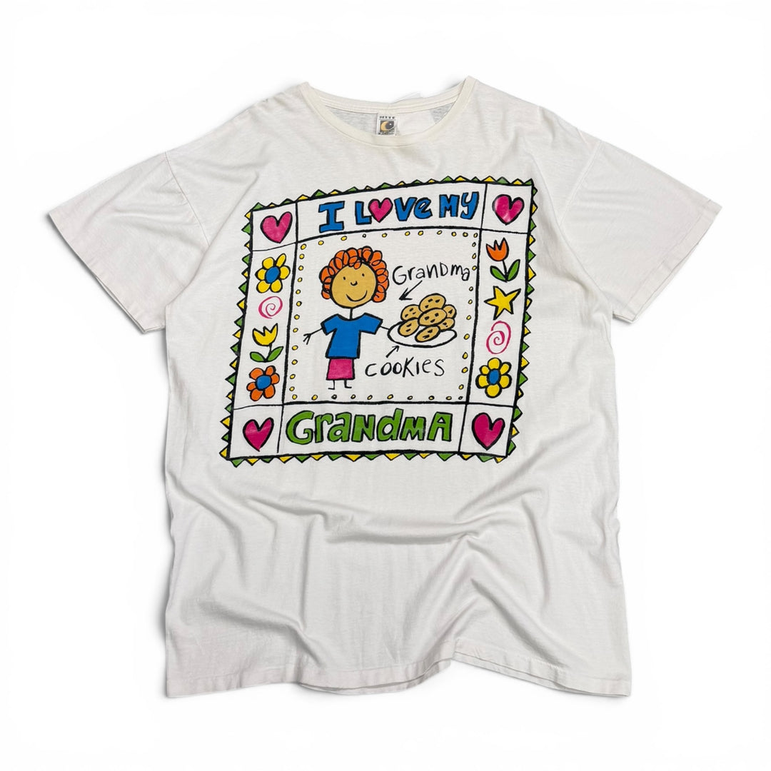 90's Vintage I Love My Grandam White Graphic T-Shirt (XXL)