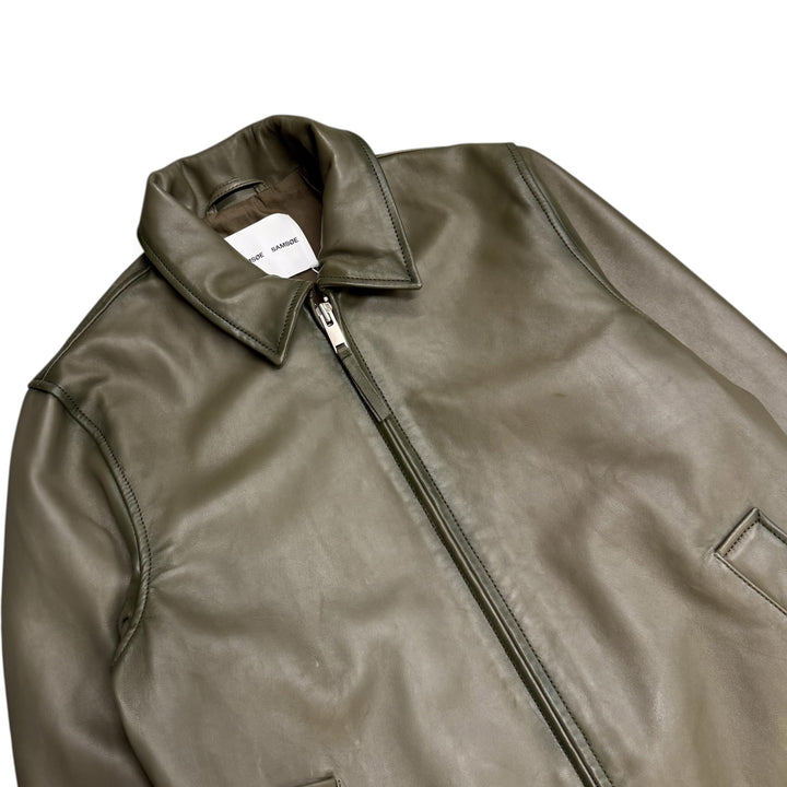 Samsoe Samsoe Saike Leather Jacket Green (M)