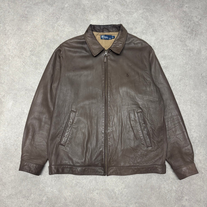 Vintage Polo Ralph Lauren Brown Leather Jacket (L)