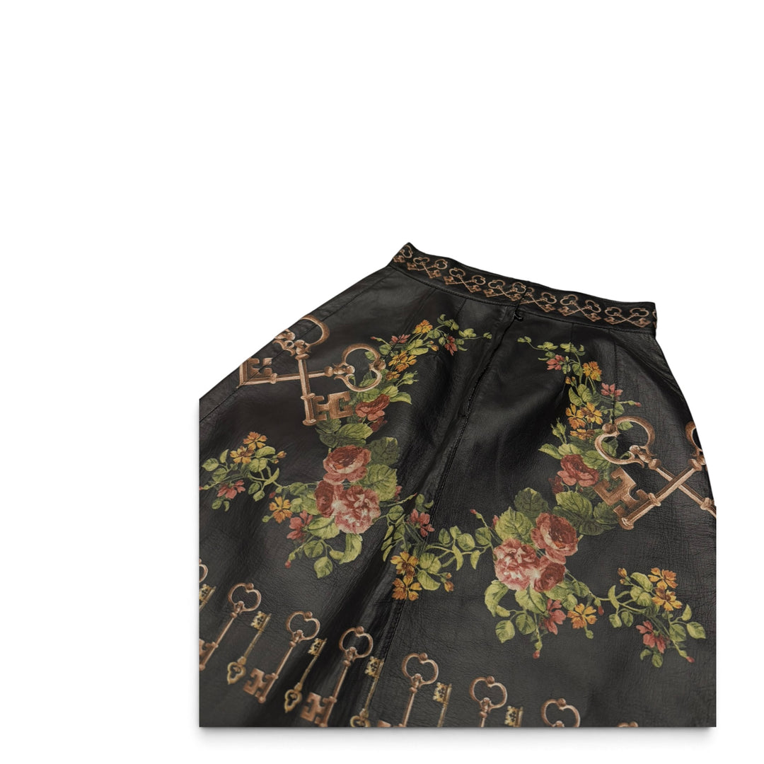 Dolce & Gabbana Black Leather Patterned Skirt (38)