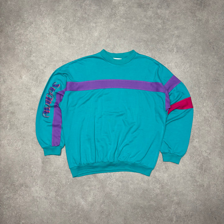 80's Vintage Adidas Teal & Purple Full Tracksuit Set (XL)