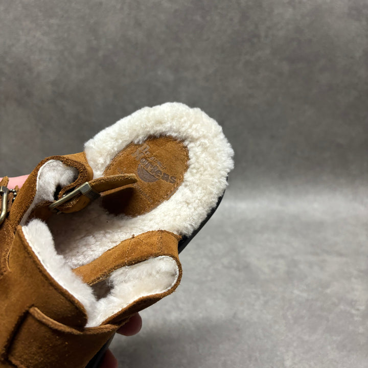 Dr. Martens Jorge Shearling Suede Tan Mules (UK8)