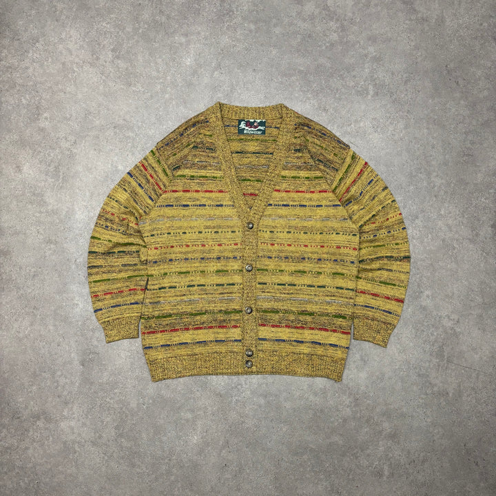 Vintage Coogi Style Yellow Button Up Knitted Cardigan (L)