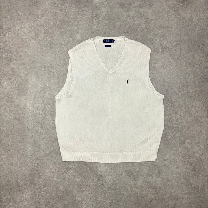 Vintage Polo Ralph Lauren Cream Knitted Sweater Vest (XXL)