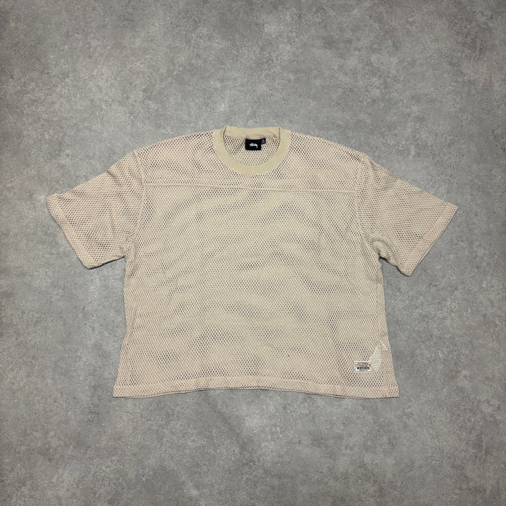 Stussy Light Brown Knitted Mesh T-Shirt (XL)