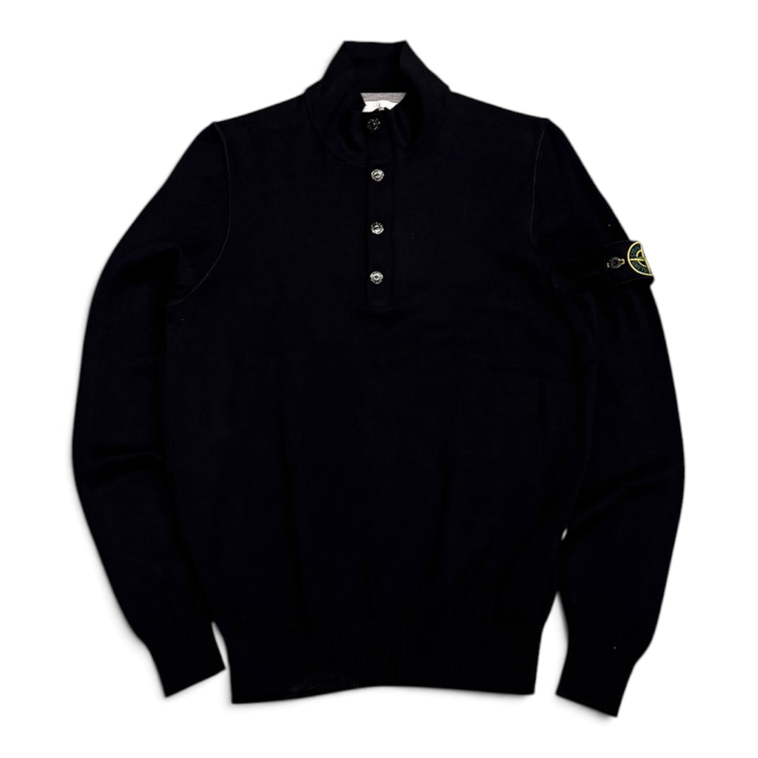 Stone Island Quarter Zip Knitted Jumper Navy (L)