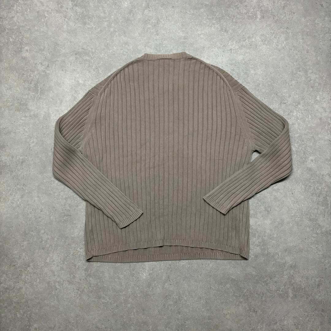 Vintage Lacoste Brown Cable Knitted Sweater (XL)