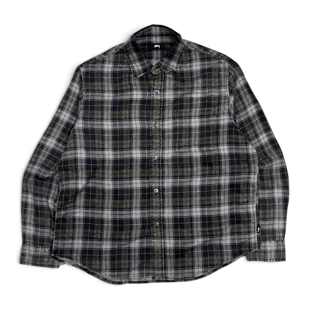 Stussy Checkered Long Sleeve Shirt Grey (M)
