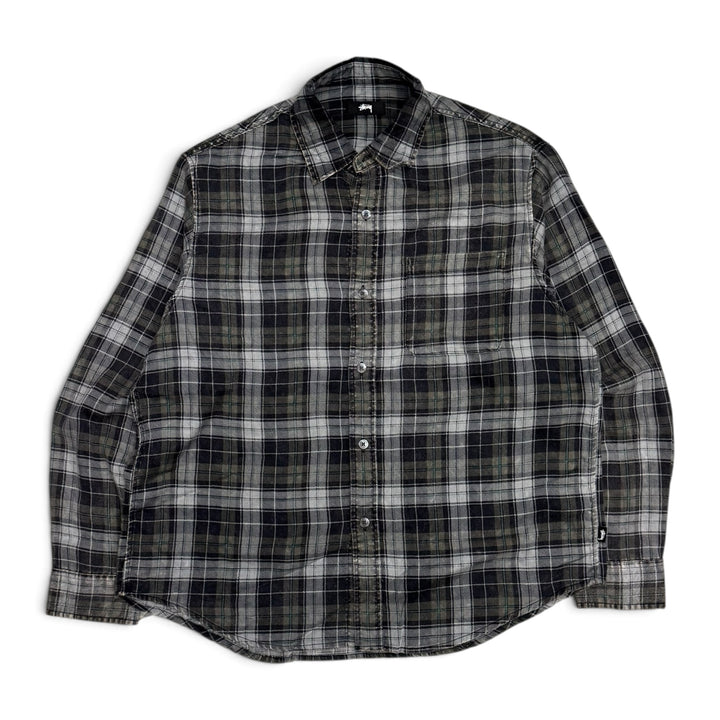 Stussy Checkered Long Sleeve Shirt Grey (M)