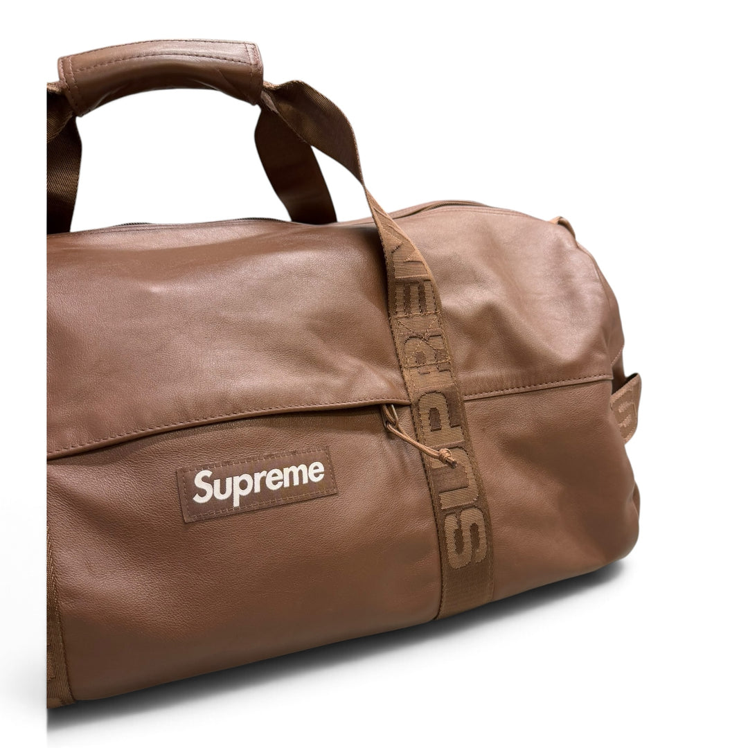 Supreme Brown Leather Duffle Bag