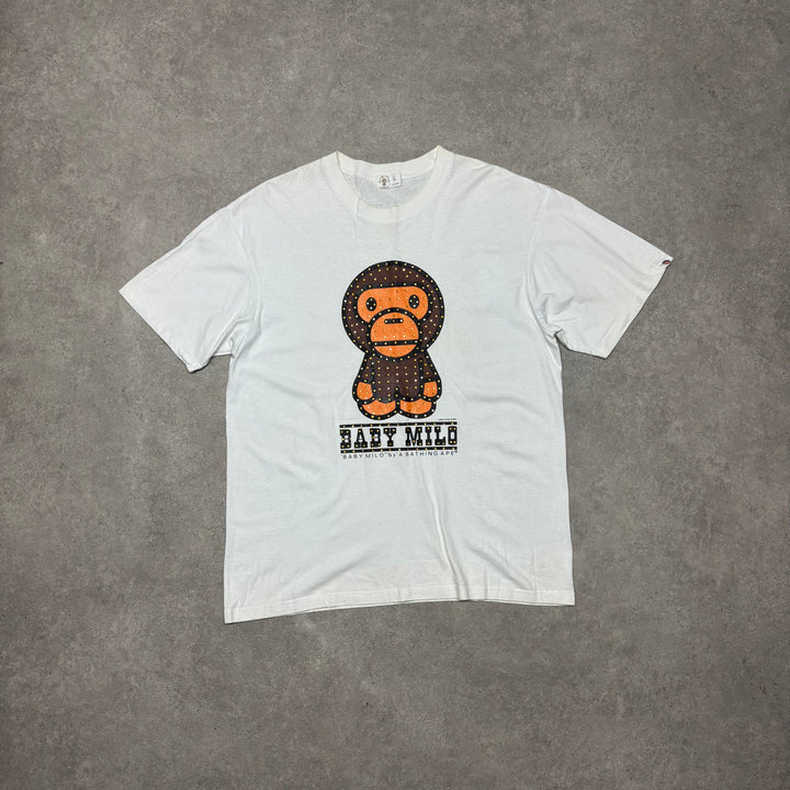 Bape Baby Milo White Gem Stone Graphic T-Shirt (L)