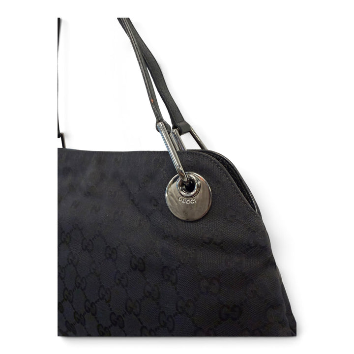 Gucci 200-2015 GG Canvas Eclipse Shoulder Bag Black