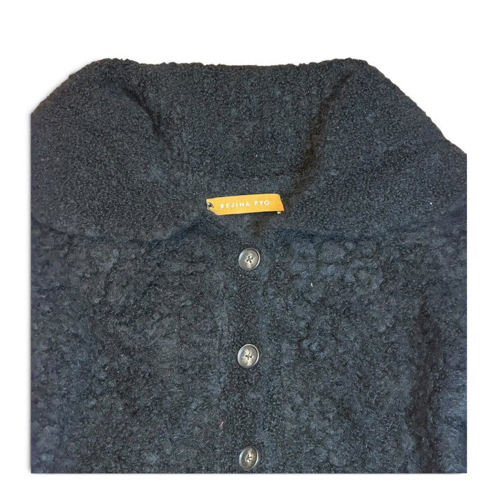 Rejina Pyo Black Furry Knitted Button Up Cardigan (S)