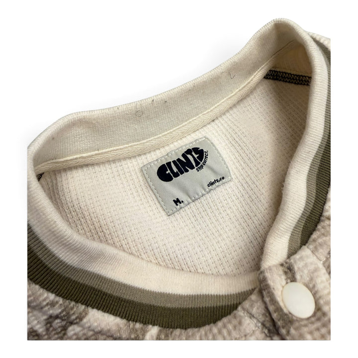 Clints Light Brown & Cream Leaf Camo Waffle Henley Jumper (M)