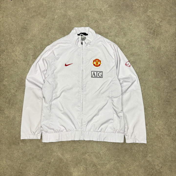 00's Vintage Manchester United Nike White Tracksuit Top (XL)