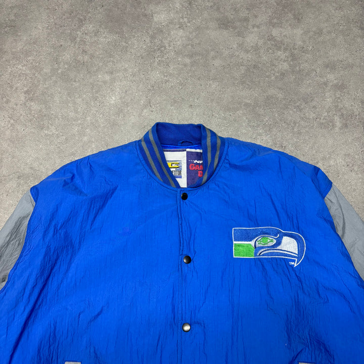 Vintage Competitor Seattle Seahawks Blue Nylon Jacket (XL)