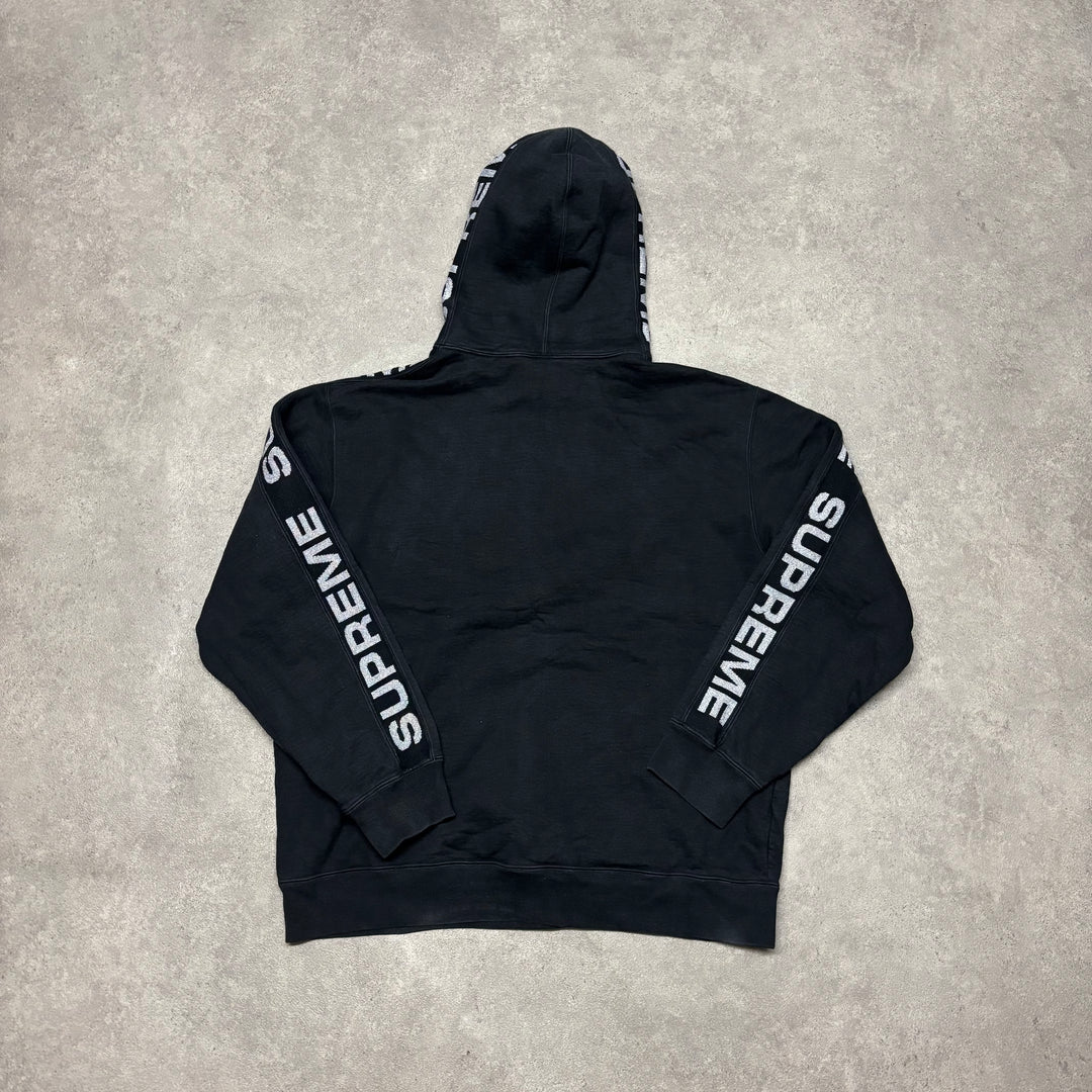 Supreme Black Glitter Pullover Hoodie & Bottoms Full Set (L)